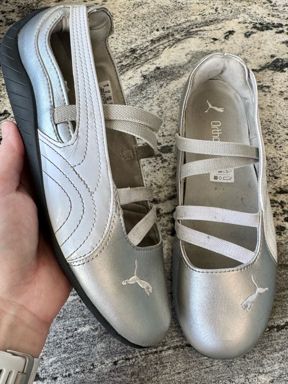 Puma Speedcat Ballet Sneakers Metallic Silver. Size 6. VGUC